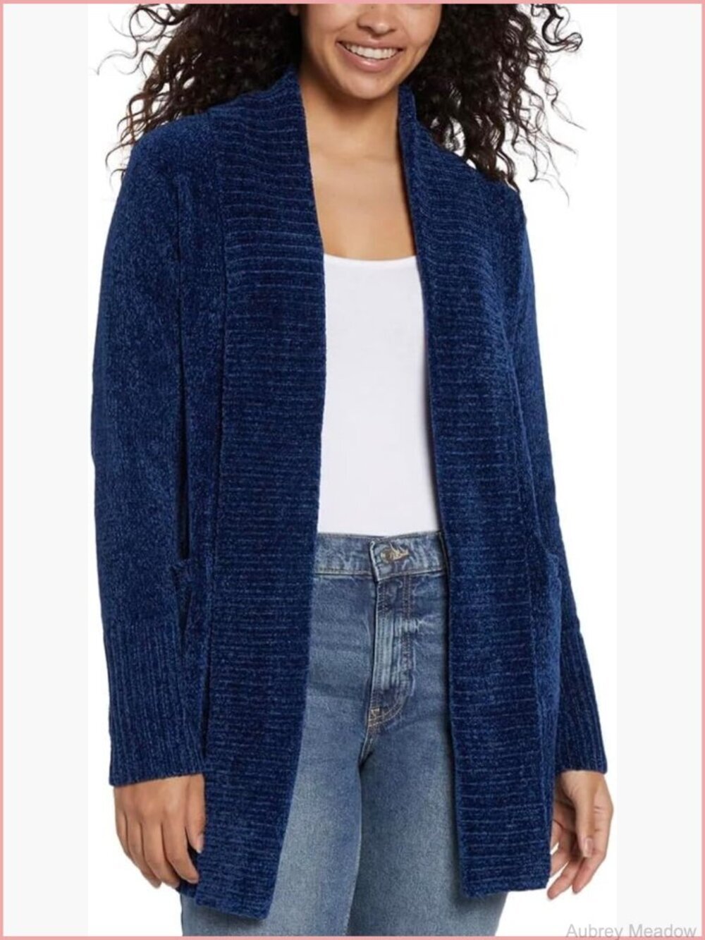 Soft Open-Front Cardigan Sweater Chenille Pockets Longline Layering